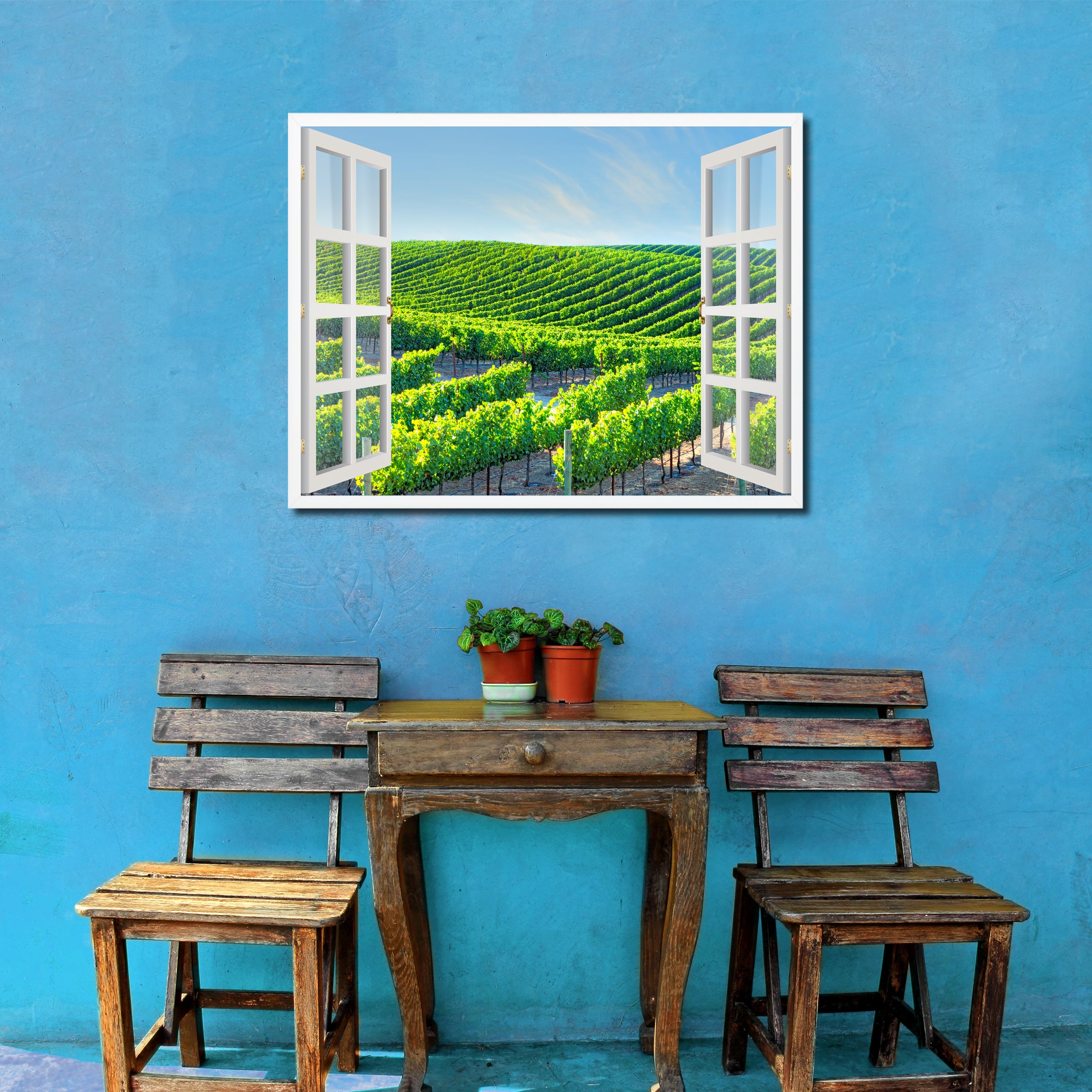 Wine Vineyards Napa Valley California Picture French Window Framed Canvas Print Home Decor Wall Art Collection