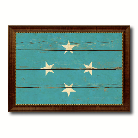 Micronesia Country Flag Vintage Canvas Print with Brown Picture Frame Home Decor Gifts Wall Art Decoration Artwork