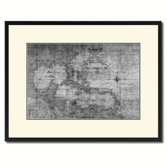 Caribbean Vintage B&W Map Canvas Print, Picture Frame Home Decor Wall Art Gift Ideas