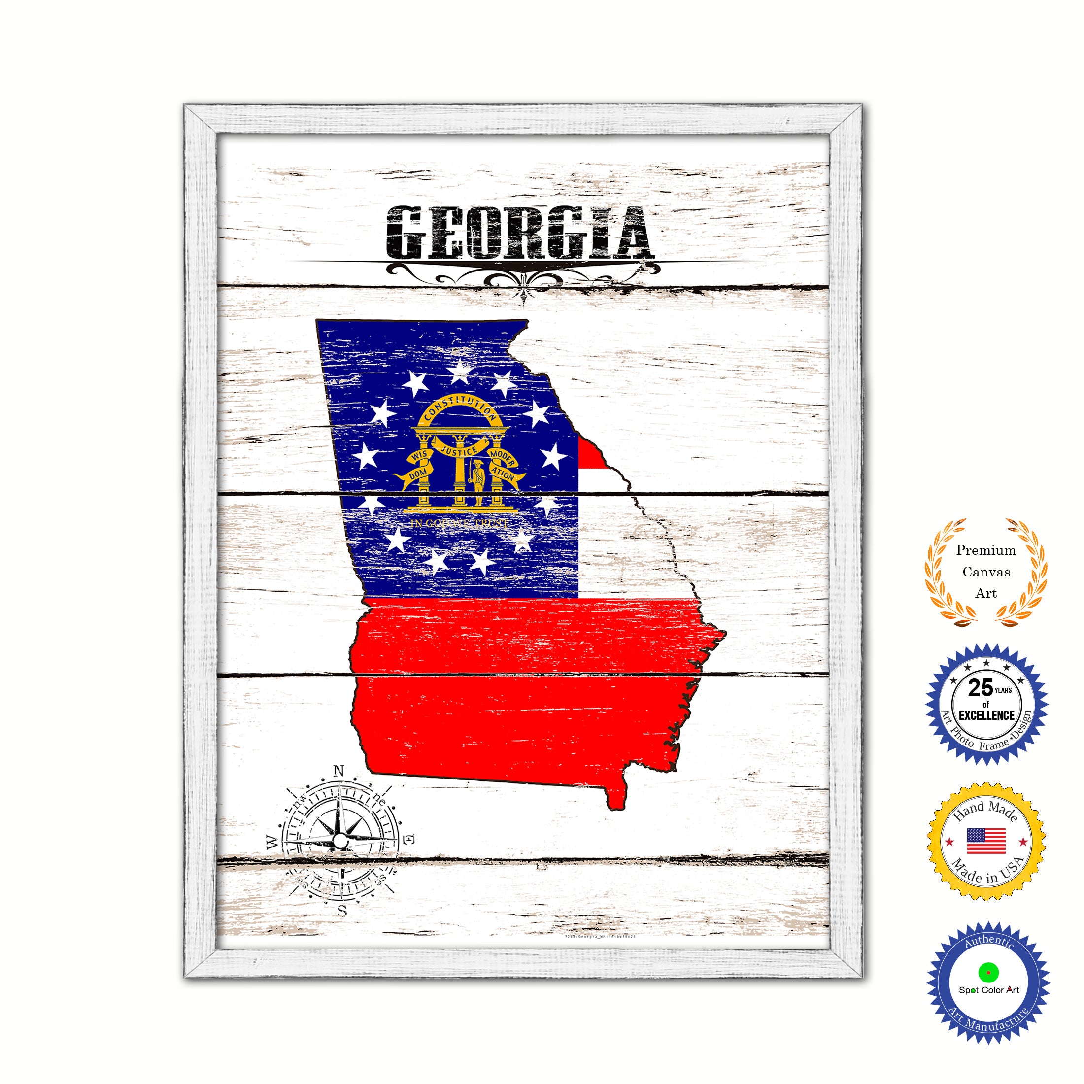 Georgia Flag Gifts Home Decor Wall Art Canvas Print with Custom Picture Frame