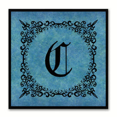 Alphabet C Blue Canvas Print Black Frame Kids Bedroom Wall Décor Home Art