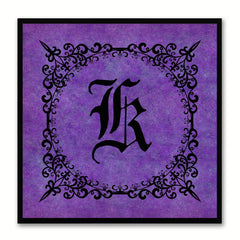 Alphabet K Purple Canvas Print Black Frame Kids Bedroom Wall Décor Home Art