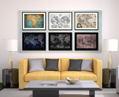 Caribbean Vintage Vivid Sepia Map Canvas Print, Picture Frames Home Decor Wall Art Decoration Gifts