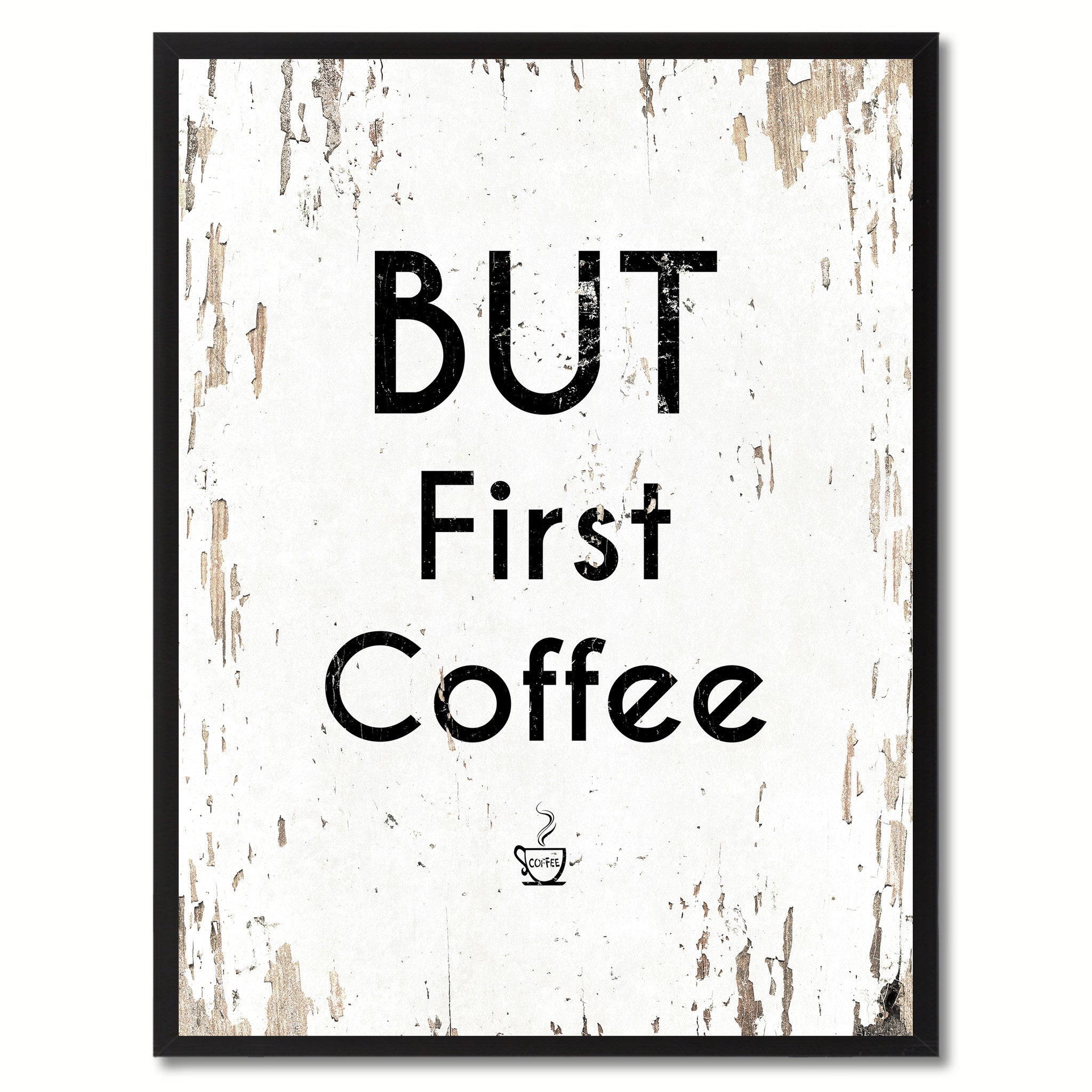 But First Coffee Saying Canvas Print, Black Picture Frame Home Decor Wall Art Gifts
