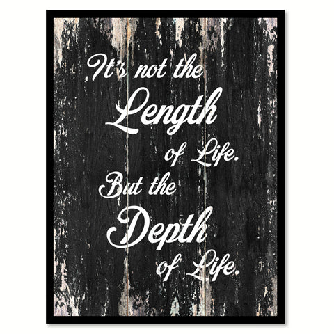 It's not the length of life but the depth of life - Ralph Waldo Emerson Saying Gifts Home Decor Wall Art Canvas Print with Custom Picture Frame, Black