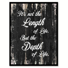 It's not the length of life but the depth of life - Ralph Waldo Emerson Saying Gifts Home Decor Wall Art Canvas Print with Custom Picture Frame, Black