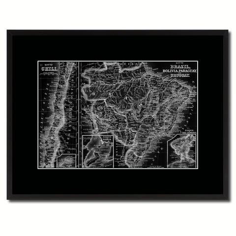 Afghanistan Persia Iraq Iran Vintage Monochrome Map Canvas Print, Gifts Picture Frames Home Decor Wall Art