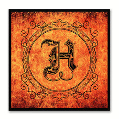 Alphabet H Orange Canvas Print Black Frame Kids Bedroom Wall Décor Home Art
