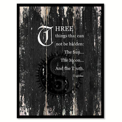 Three things that can not be hidden the sun the moon & the truth Motivational Quote Saying Canvas Print with Picture Frame Home Decor Wall Art