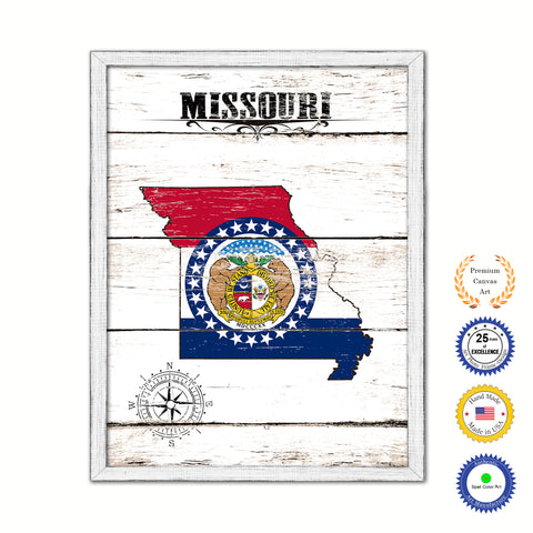 Missouri State Flag Canvas Print with Custom Brown Picture Frame Home Decor Wall Art Decoration Gifts