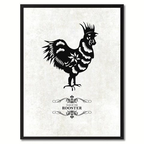 Zodiac Rooster Horoscope Canvas Print, Black Picture Frame Home Decor Wall Art Gift
