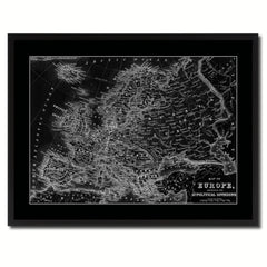 Europe Vintage Monochrome Map Canvas Print, Gifts Picture Frames Home Decor Wall Art