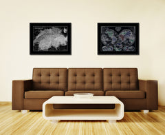 Switzerland Vintage Monochrome Map Canvas Print, Gifts Picture Frames Home Decor Wall Art