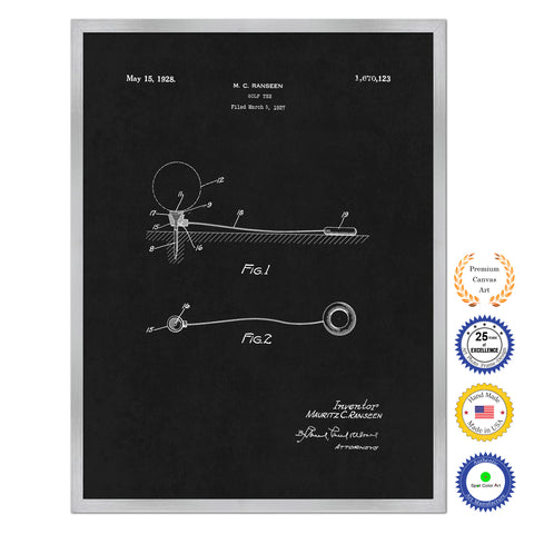 1928 Golf Tee Old Patent Art Print on Canvas Custom Framed Vintage Home Decor Wall Decoration Great for Gifts
