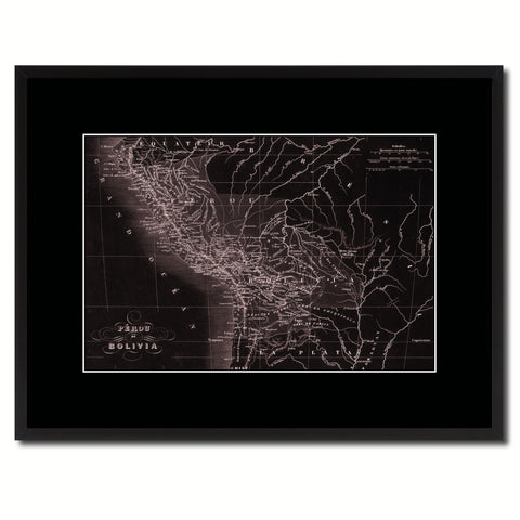 Peru Bolivia Vintage Vivid Sepia Map Canvas Print, Picture Frames Home Decor Wall Art Decoration Gifts