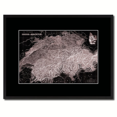 Switzerland Vintage Vivid Sepia Map Canvas Print, Picture Frames Home Decor Wall Art Decoration Gifts