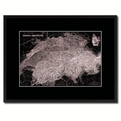 Switzerland Vintage Vivid Sepia Map Canvas Print, Picture Frames Home Decor Wall Art Decoration Gifts