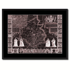 Cambridgeshire Vintage Vivid Sepia Map Canvas Print, Picture Frames Home Decor Wall Art Decoration Gifts