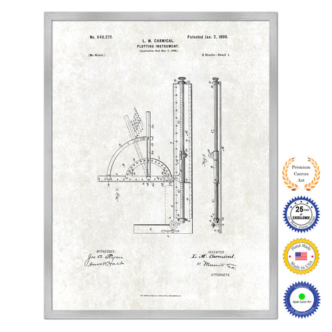 1900 Plotting Instrument Old Patent Art Print on Canvas Custom Framed Vintage Home Decor Wall Decoration Great for Gifts