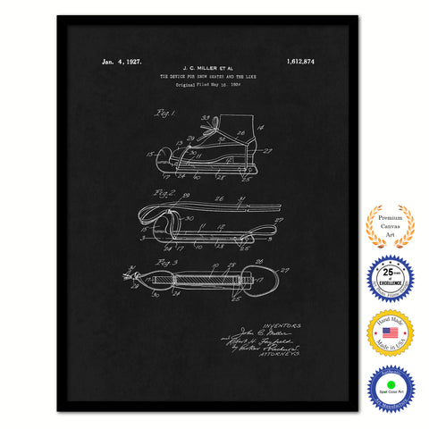 1927 Tie Device for Snow Skates Old Patent Art Print on Canvas Custom Framed Vintage Home Decor Wall Decoration Great for Gifts