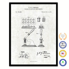 1876 Process of Capsuling Medicaments Old Patent Art Print on Canvas Custom Framed Vintage Home Decor Wall Decoration Great for Gifts
