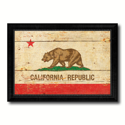 California State Vintage Flag Canvas Print with Black Picture Frame Home Decor Man Cave Wall Art Collectible Decoration Artwork Gifts