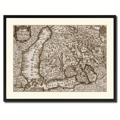 Finland Centuries Vintage Sepia Map Canvas Print, Picture Frame Gifts Home Decor Wall Art Decoration