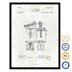 1883 Solar Theodolite Old Patent Art Print on Canvas Custom Framed Vintage Home Decor Wall Decoration Great for Gifts