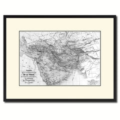 Persia Arabia Iraq Iran Vintage B&W Map Canvas Print, Picture Frame Home Decor Wall Art Gift Ideas