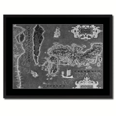 Japan Vintage Monochrome Map Canvas Print, Gifts Picture Frames Home Decor Wall Art