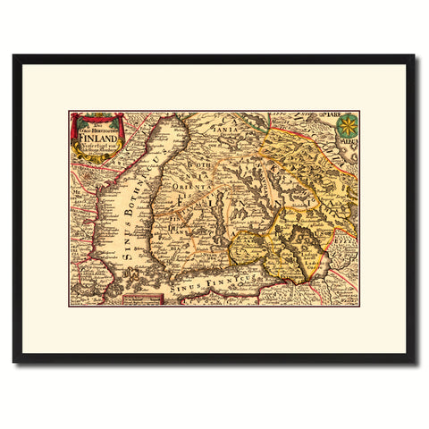 Finland Centuries Vintage Antique Map Wall Art Home Decor Gift Ideas Canvas Print Custom Picture Frame