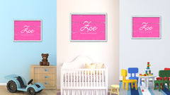 Zoe Name Plate White Wash Wood Frame Canvas Print Boutique Cottage Decor Shabby Chic