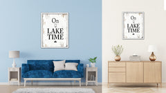 On Lake Time Vintage Saying Gifts Home Decor Wall Art Canvas Print with Custom Picture Frame