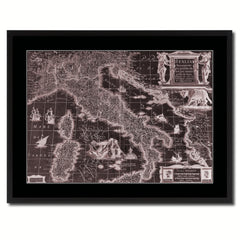 Italy Vintage Vivid Sepia Map Canvas Print, Picture Frames Home Decor Wall Art Decoration Gifts
