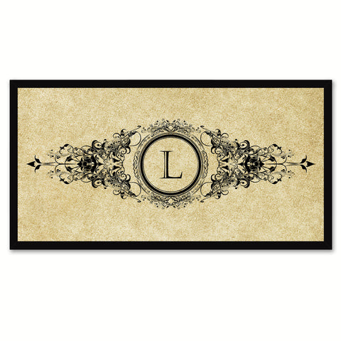 Alphabet Letter L Brown Canvas Print, Black Custom Frame