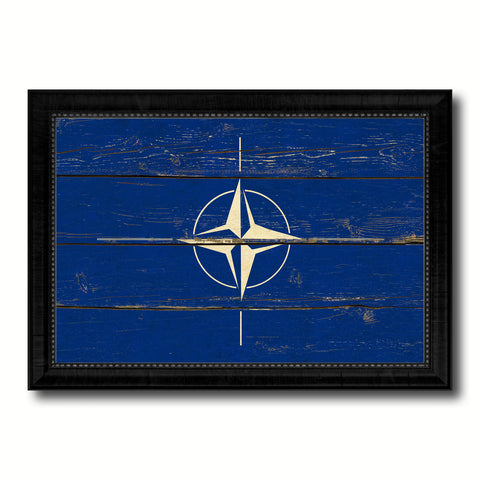 Nato Country Flag Vintage Canvas Print with Black Picture Frame Home Decor Gifts Wall Art Decoration Artwork