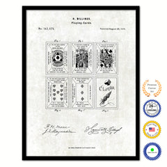1873 Playing Cards Old Patent Art Print on Canvas Custom Framed Vintage Home Decor Wall Decoration Great for Gifts