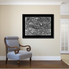 Christian Celestial Hemisphere Vintage Monochrome Map Canvas Print, Gifts Picture Frames Home Decor Wall Art