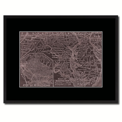 Maryland Vintage Vivid Sepia Map Canvas Print, Picture Frames Home Decor Wall Art Decoration Gifts