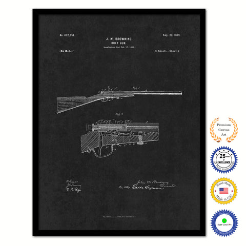 1899 Bolt Gun Rifle Old Patent Art Print on Canvas Custom Framed Vintage Home Decor Wall Decoration Great for Gifts