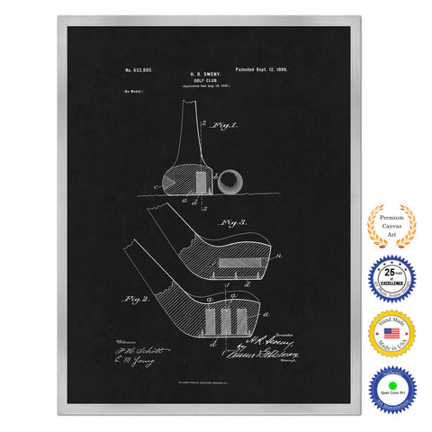 1899 Golf Club Old Patent Art Print on Canvas Custom Framed Vintage Home Decor Wall Decoration Great for Gifts