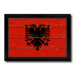 Albania Country Flag Vintage Canvas Print with Black Picture Frame Home Decor Gifts Wall Art Decoration Artwork