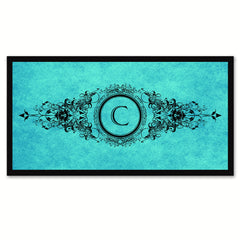 Alphabet Letter C Aqua Canvas Print Black Frame Kids Bedroom Wall Décor Home Art