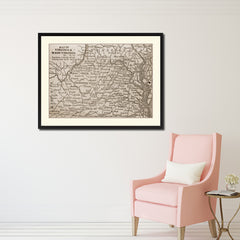 West Virginia Vintage Sepia Map Canvas Print, Picture Frame Gifts Home Decor Wall Art Decoration