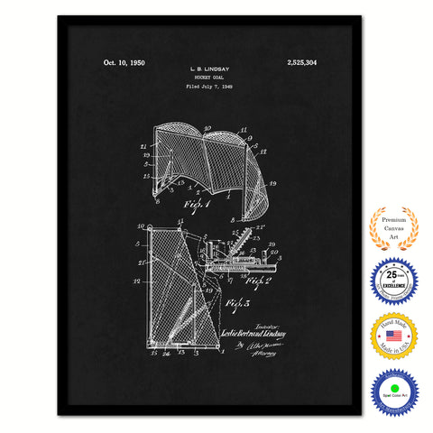 1950 Hockey Goal Old Patent Art Print on Canvas Custom Framed Vintage Home Decor Wall Decoration Great for Gifts