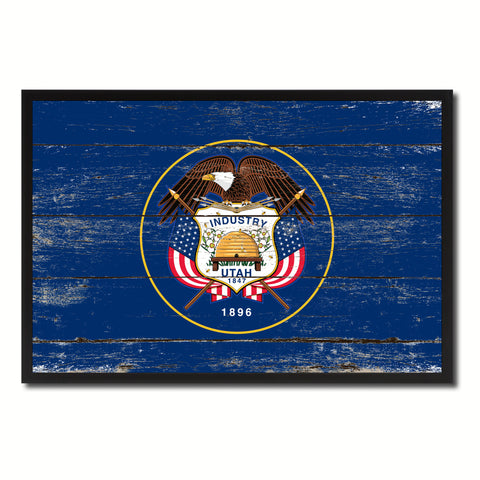Utah State Flag Canvas Print with Custom Black Picture Frame Home Decor Wall Art Decoration Gifts