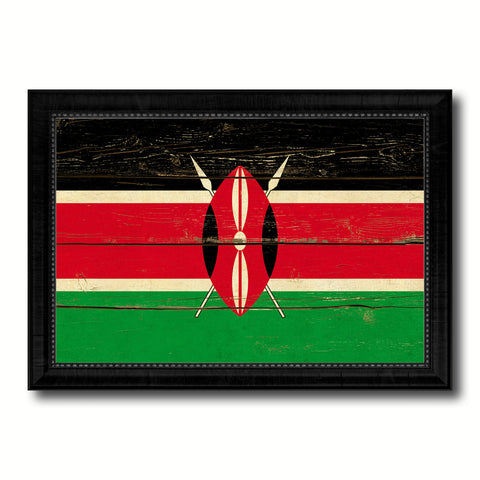 Kenya Country Flag Vintage Canvas Print with Black Picture Frame Home Decor Gifts Wall Art Decoration Artwork