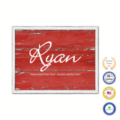 Ryan Name Plate White Wash Wood Frame Canvas Print Boutique Cottage Decor Shabby Chic