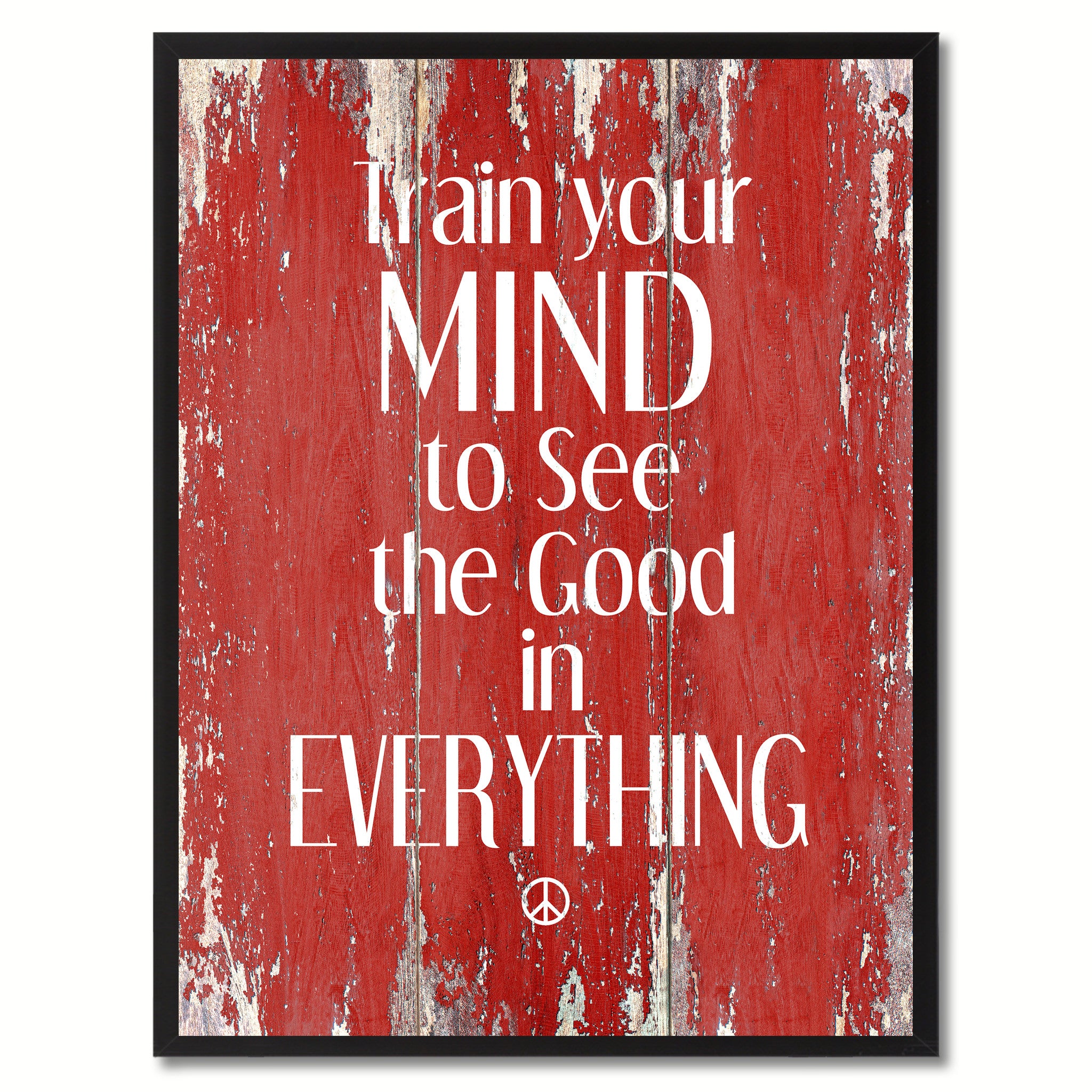 Train your mind to see the good in everything Motivational Quote Saying Canvas Print with Picture Frame Home Decor Wall Art, Red