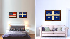 Quebec City Canada Vintage Flag Canvas Print Brown Picture Frame